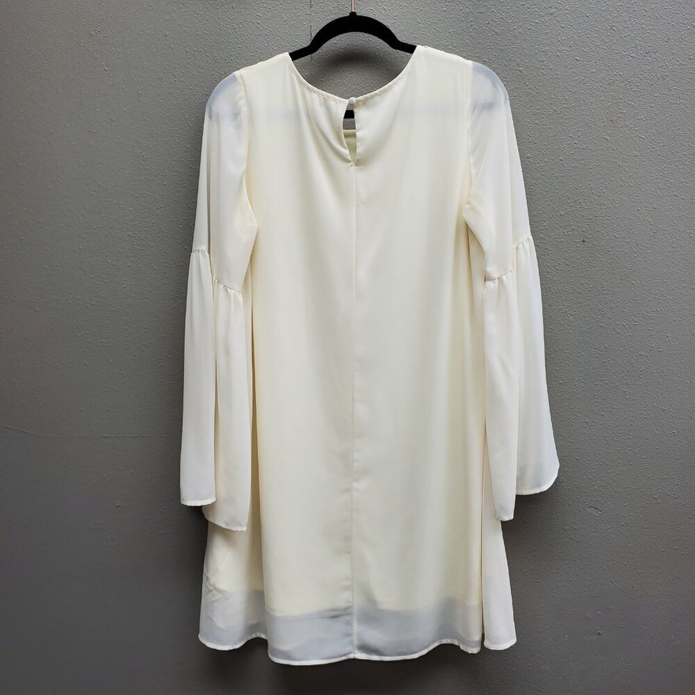 Soieblu Dress Womens Large Ivory Lace Bell Sleeve Boho Floral Embroidered Mini